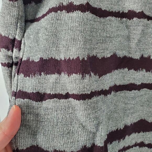 A.L.C. Grey Burgandy Jagged Stripe Cotton Crewneck Sweater S - Picture 4 of 8